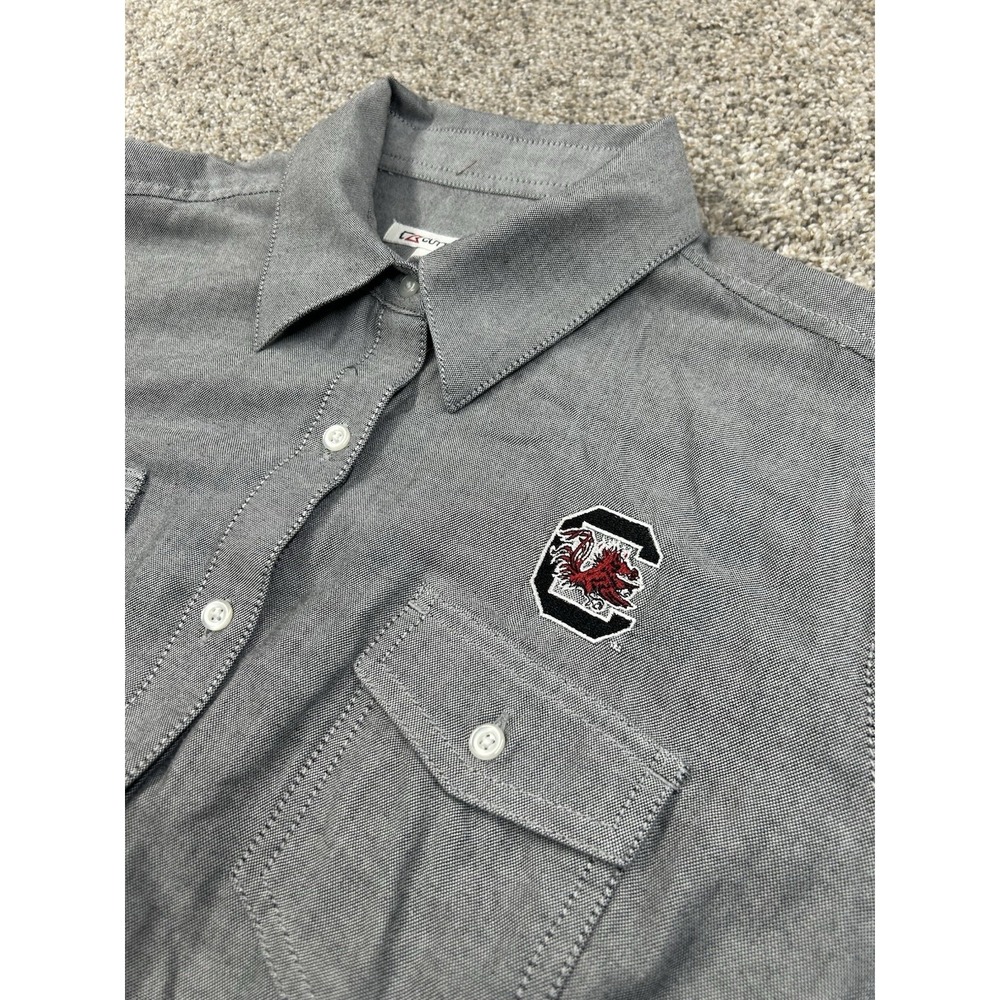 University Of South Carolina Shirt Womens Large Gray Button Up NCAA Gamecocks